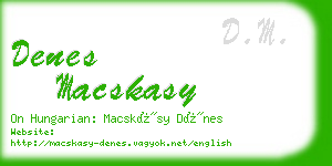 denes macskasy business card